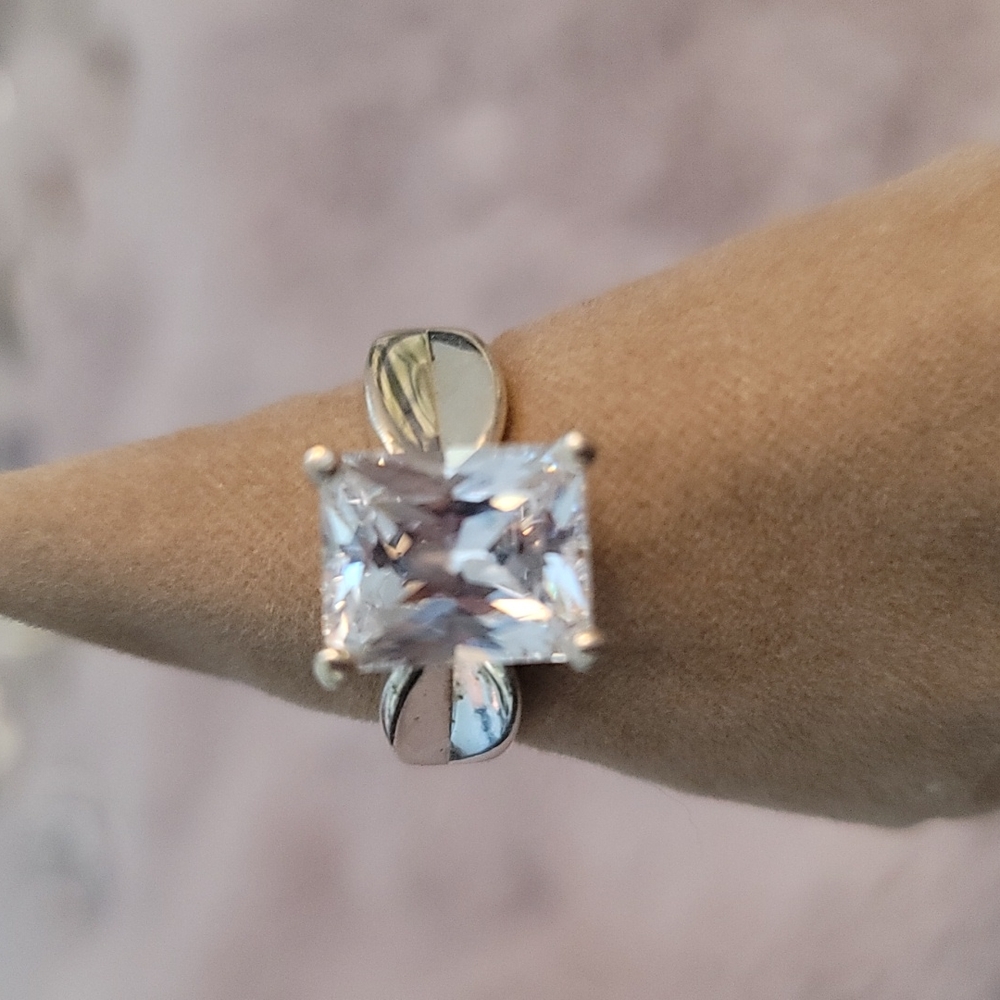 Bold Sterling silver and 5kt Cubic Zirconia ring